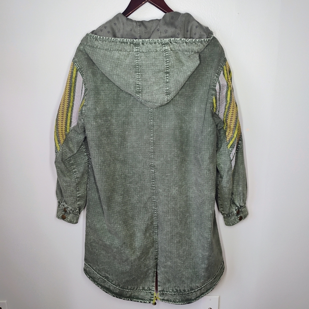 Anthropologie Pilcro Utility Anorak Jacket Womens XS Green Embroidered Bohemian - Picture 7 of 15